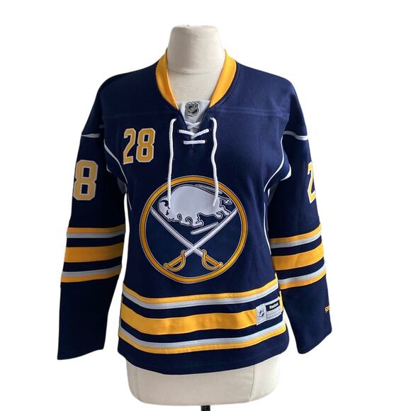 NHL BUFFALO SABERS Hockey Jersey Womens Sz Small Number 28 Zemgus Girgensons - Picture 1 of 14